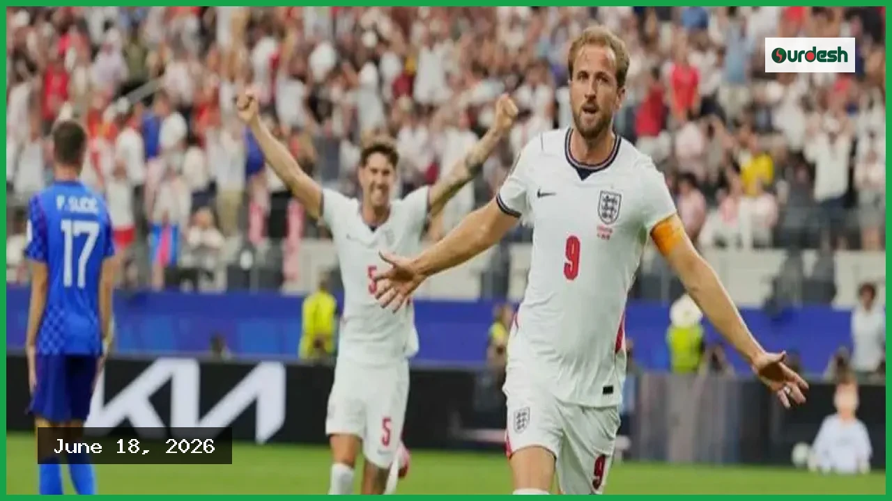 রেকর্ডময় রাতে কেইনের জোড়া গোলে ক্রোয়েশিয়াকে হারাল ইংল্যান্ড