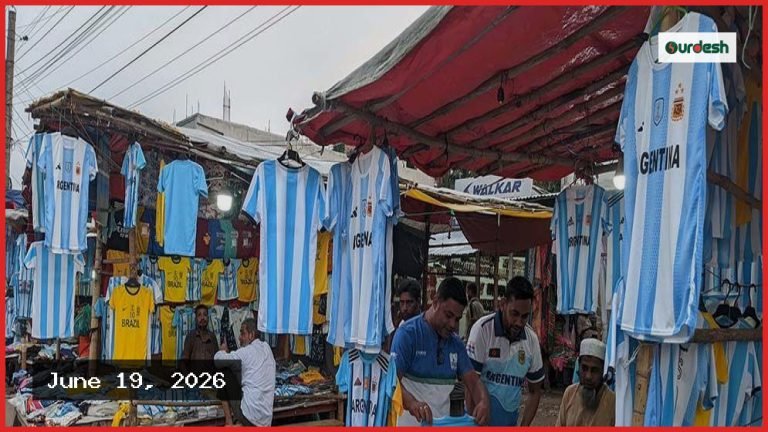 বিশ্বকাপ উন্মাদনা: গৌরীপুরে আর্জেন্টিনার জার্সির চাহিদা তুঙ্গে