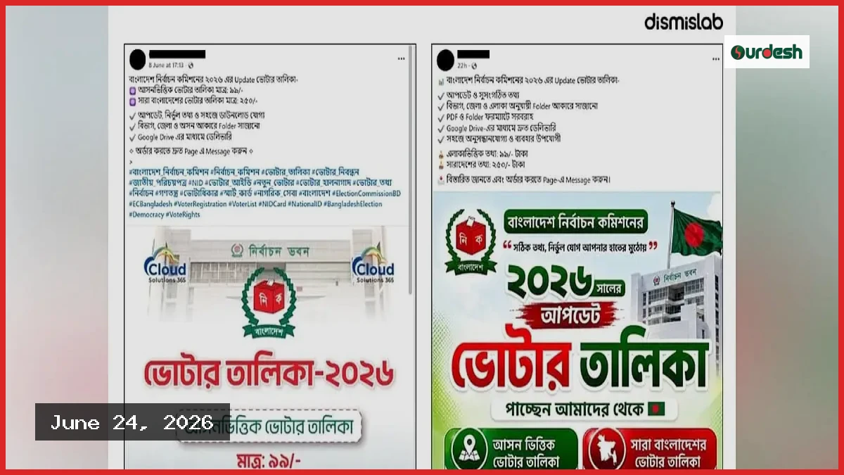 ফেসবুকে দেদারসে বিক্রি হচ্ছে ত্রয়োদশ জাতীয় নির্বাচনের ভোটার তালিকা