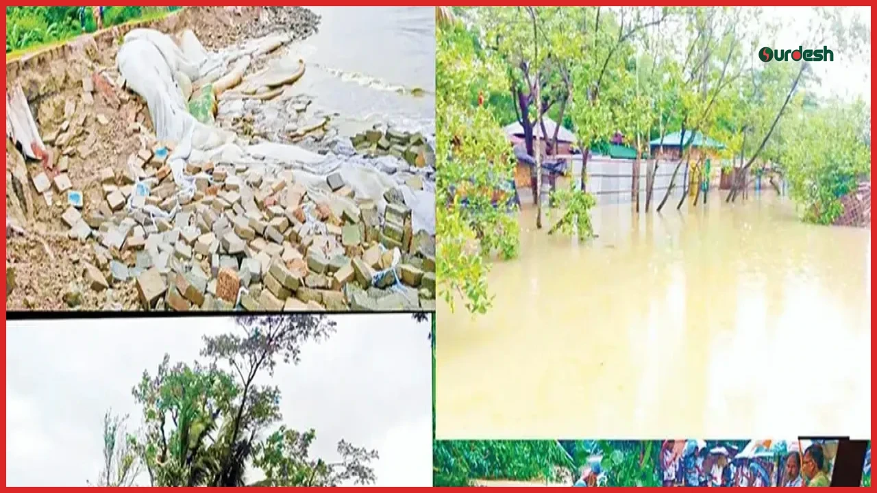 বাঁশখালীতে অবৈধ বালু উত্তোলনে বেড়িবাঁধ ধস, পানিবন্দি ২০ হাজার মানুষ