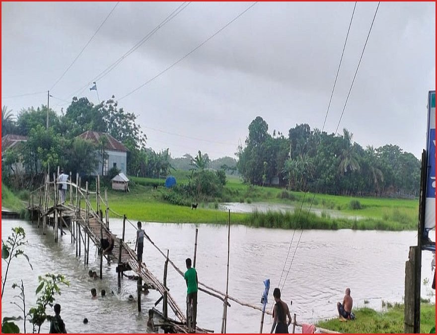 ফরিদপুরের সদরপুরে নড়বড়ে সাঁকোয় ঝুঁকি নিয়ে পারাপার, স্থায়ী সেতুর দাবি