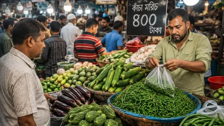রাজধানীর বাজারে কাঁচামরিচ ও নিত্যপণ্যের দামে আগুন
