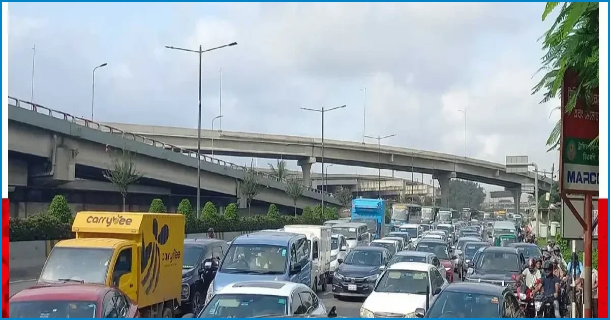 রাজধানীর বিমানবন্দর সড়কে তীব্র যানজটে স্থবির জনজীবন