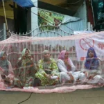 মশা দমনে ব্যর্থতার প্রতিবাদে রাজপথে মশারি টানিয়ে অবস্থান