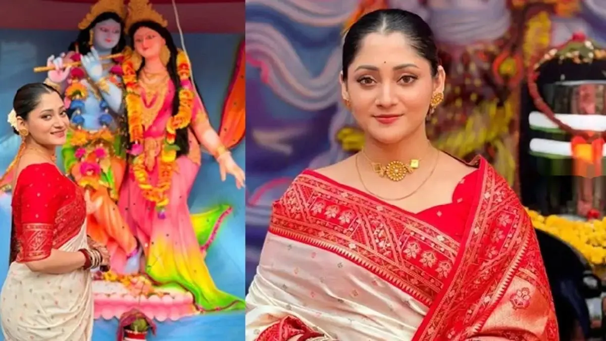 পূজা চেরীর অষ্টমীর সাজে মুগ্ধ ভক্তরা